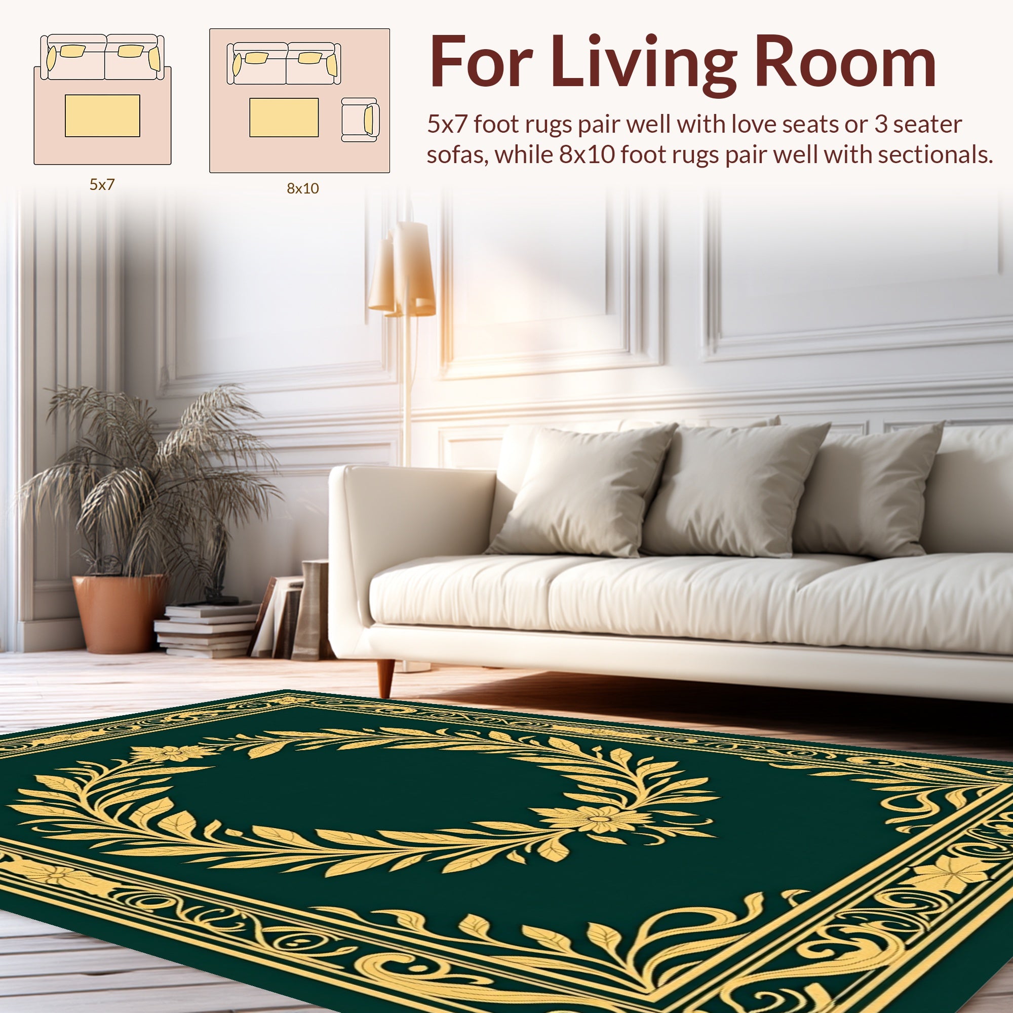 Classic Floral Wreath Border Design Rug