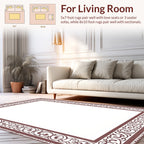Ornate Burgundy Scroll Border Design Rug