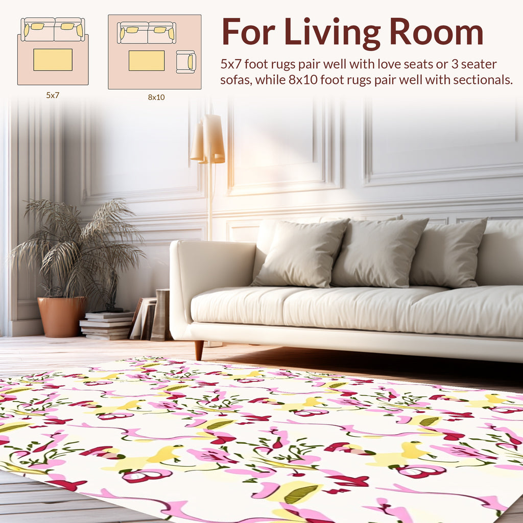 Whimsical Abstract Floral Print Rug