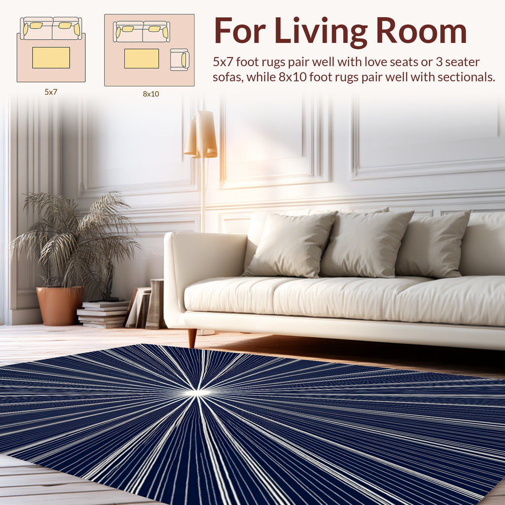 Radiant Sunburst Geometric Pattern Rug