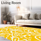 Classic White Floral Scrollwork Rug