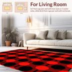 Bold Red Black Geometric Pattern Rug