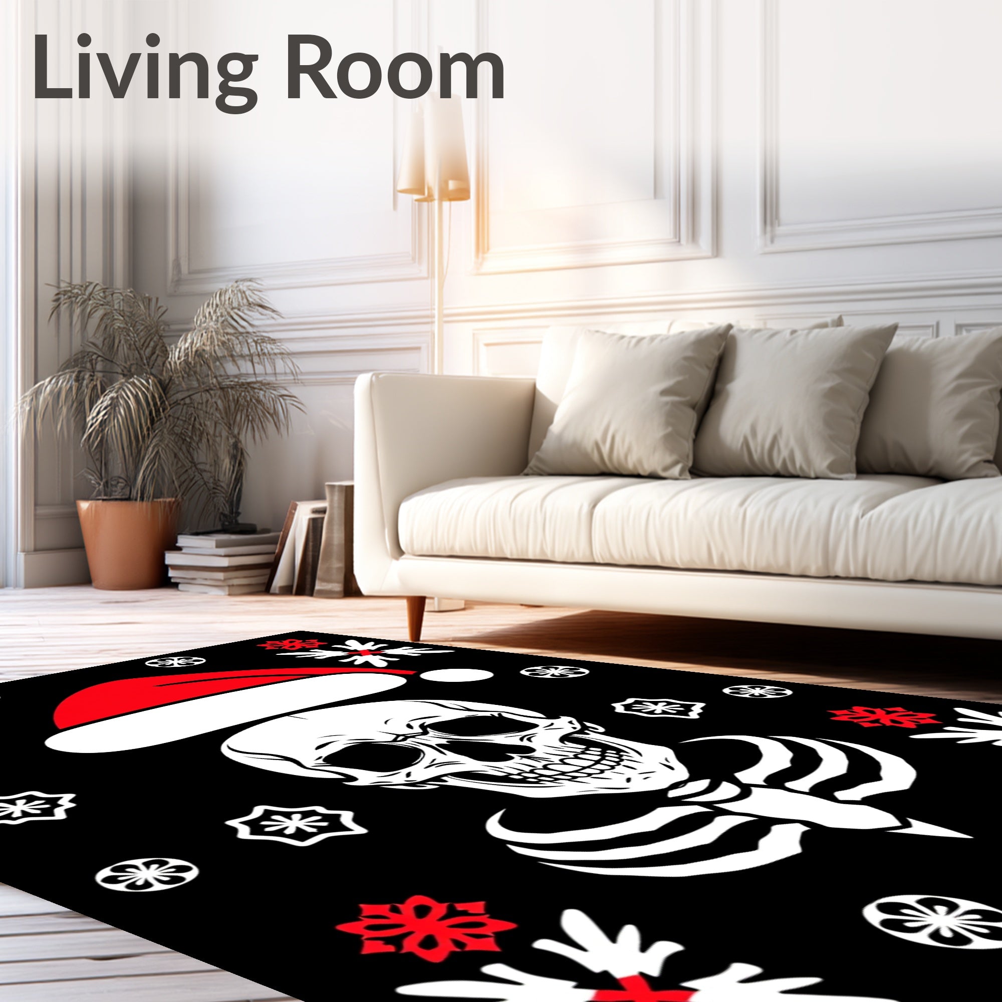 Christmas Skull Snowflake Garland Rug