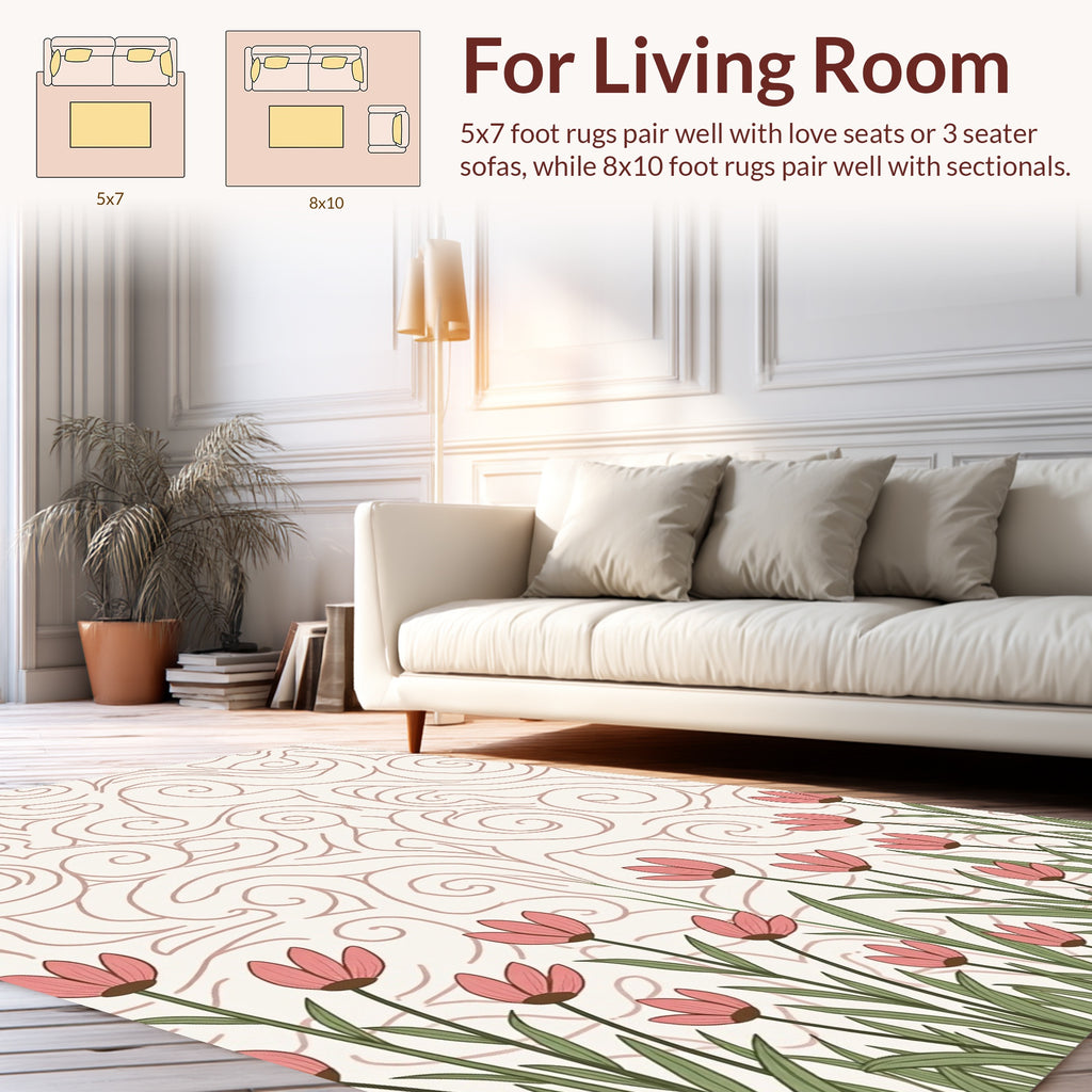 Whimsical Bloom And Swirl Pattern Rug