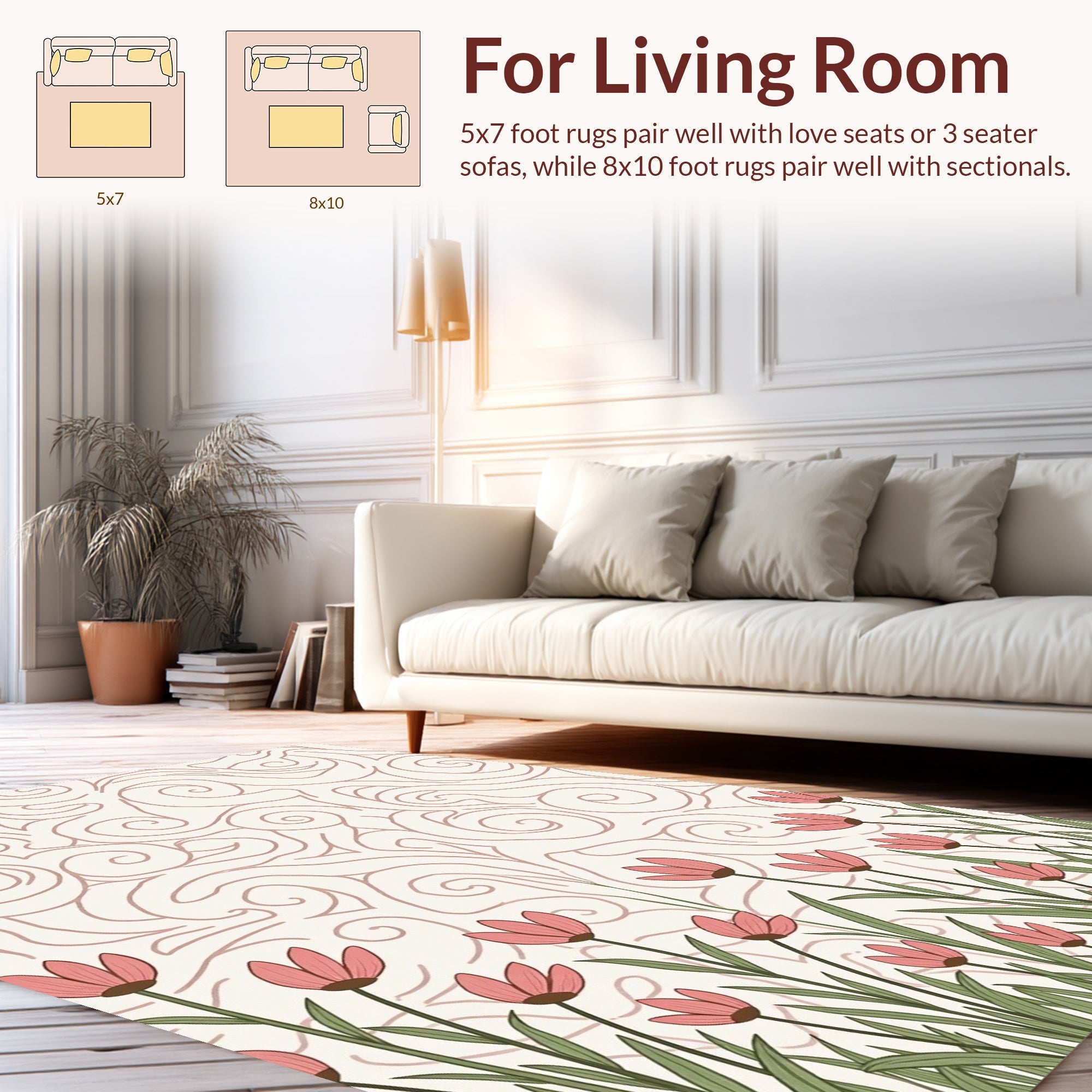 Whimsical Bloom And Swirl Pattern Rug