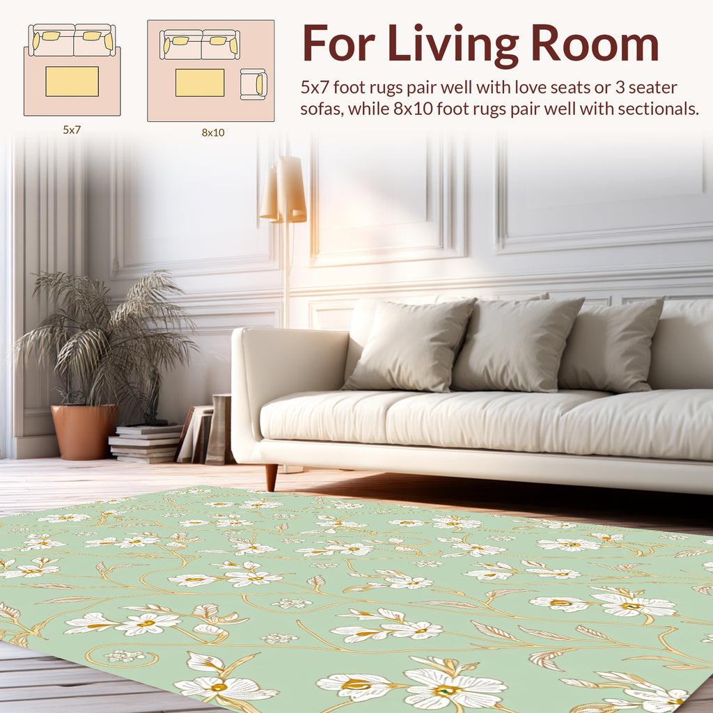 Delicate Floral Vines Pattern Rug