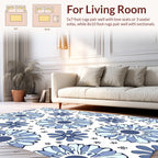 Retro Blue Floral Pattern Rug
