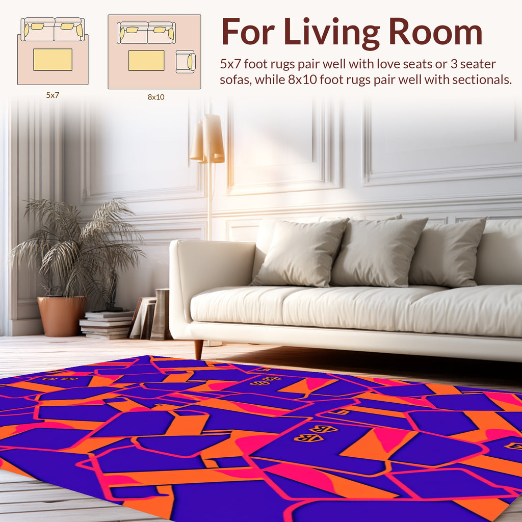 Bold Abstract Geometric Collage Design Rug