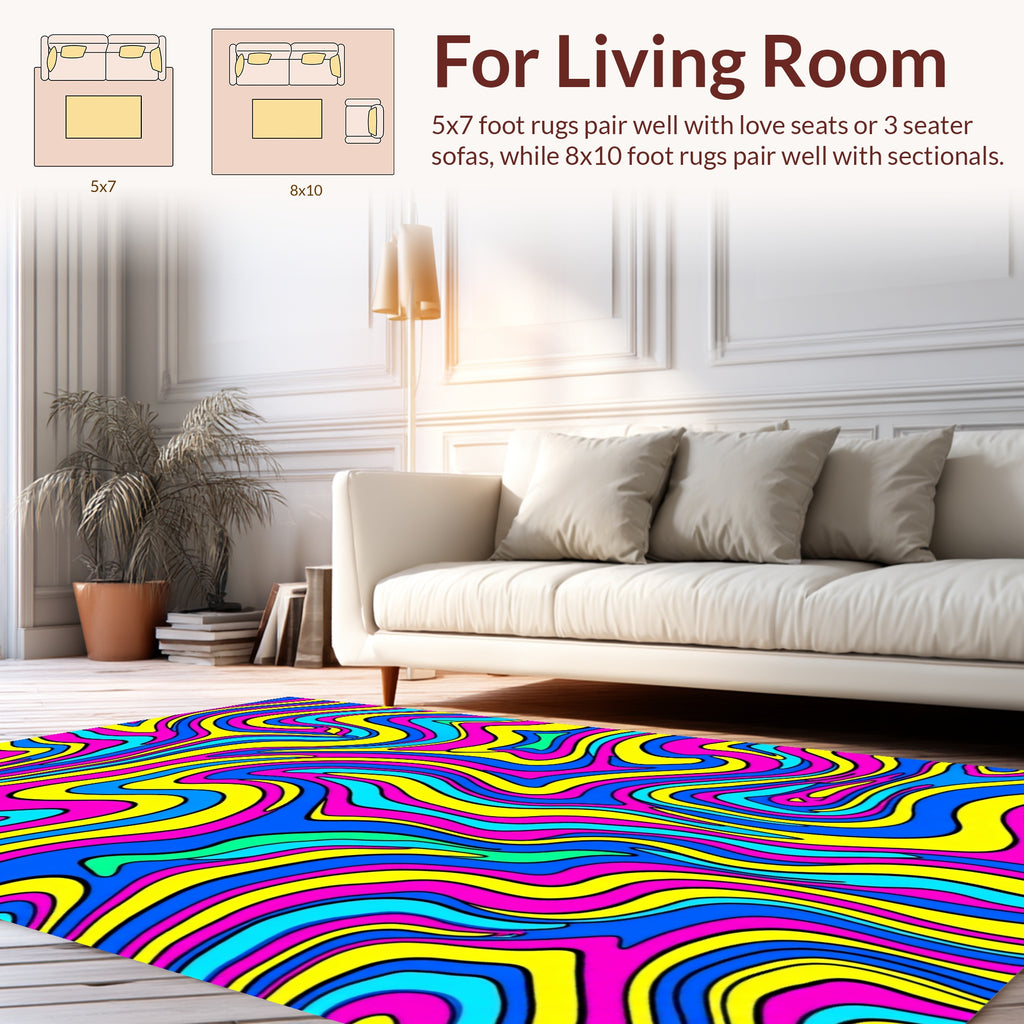 Vibrant Swirling Multi-Color Abstract Rug