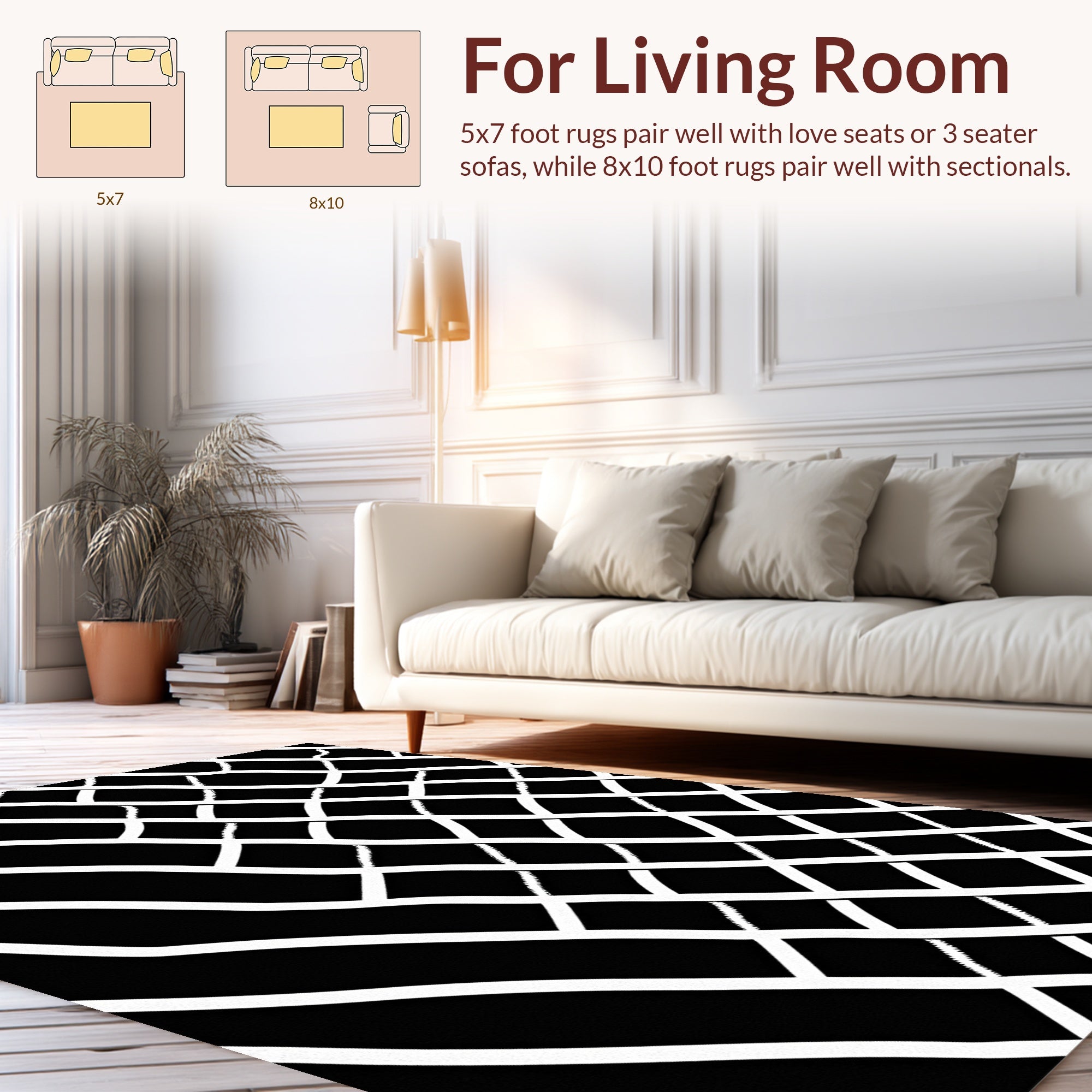 Textural Geometric Interwoven Pattern Rug