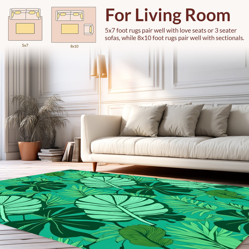 Tropical Leaf Pattern Design Rug