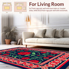 Red Rose Botanical Garden Pattern Rug
