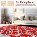 Red White Abstract Contemporary Design Rug