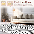 Abstract Black Wavy Line Pattern Rug
