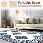 Classic Damask Floral Border Pattern Rug