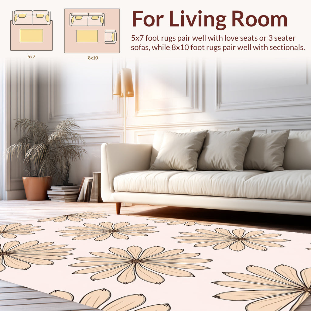 Delicate Daisy Floral Pattern Rug