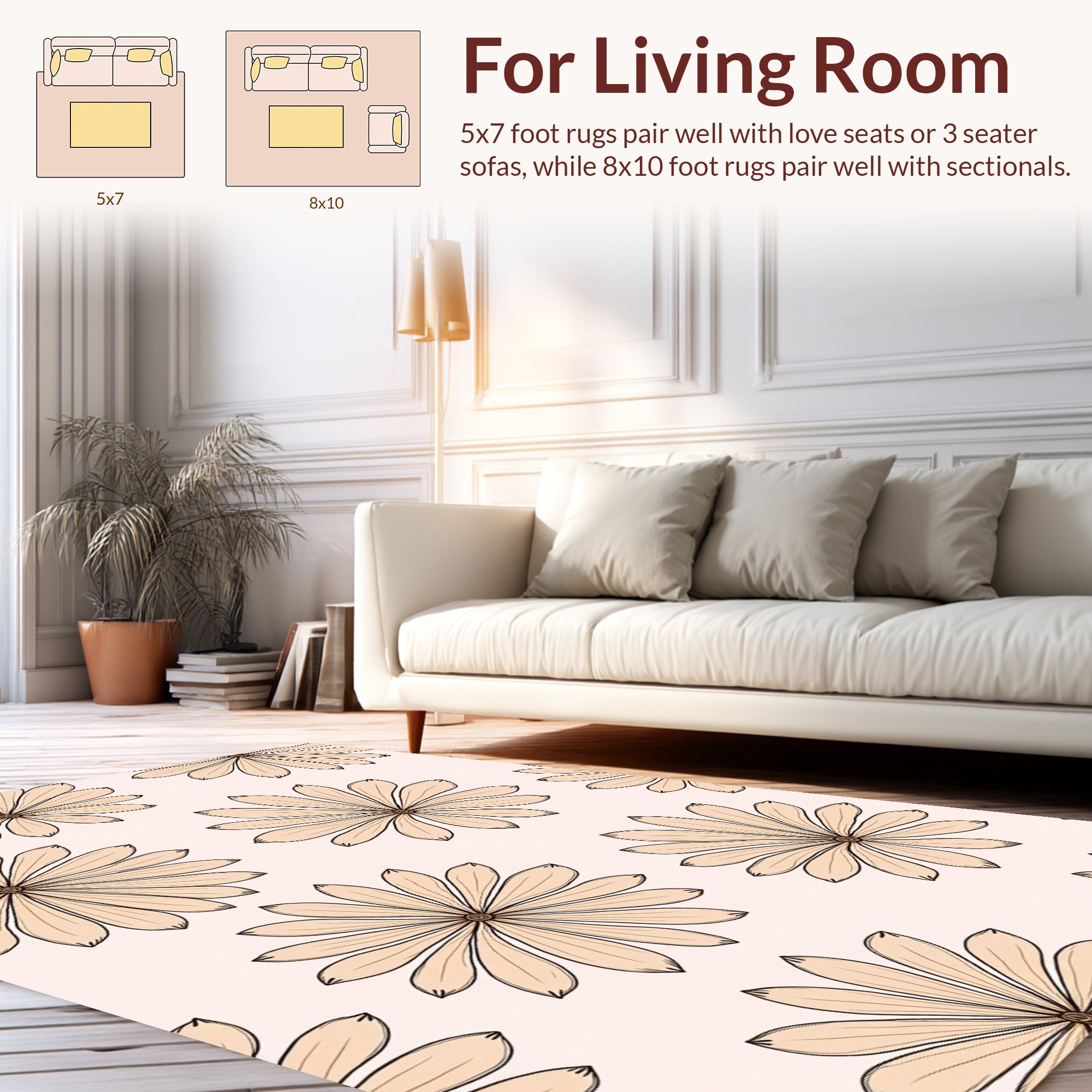 Delicate Daisy Floral Pattern Rug