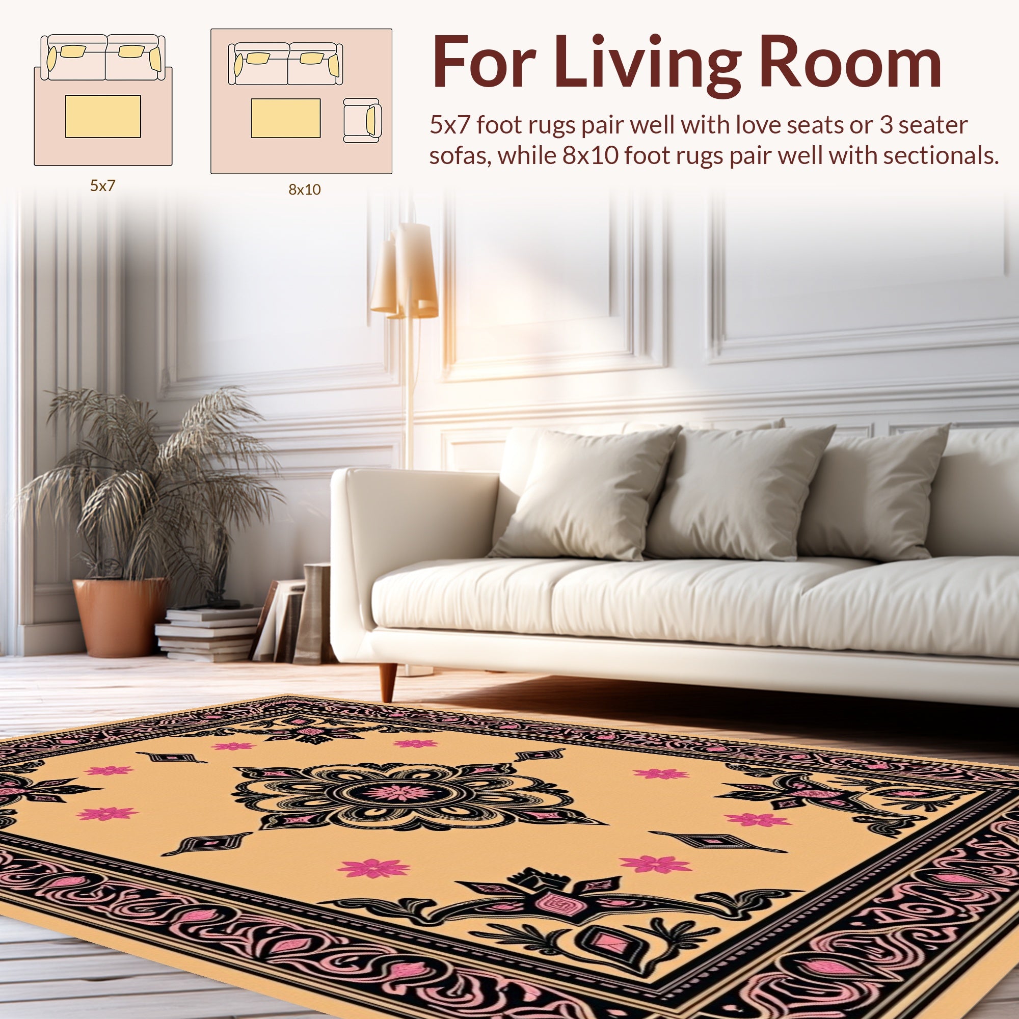 Intricate Floral Medallion Beige Rug
