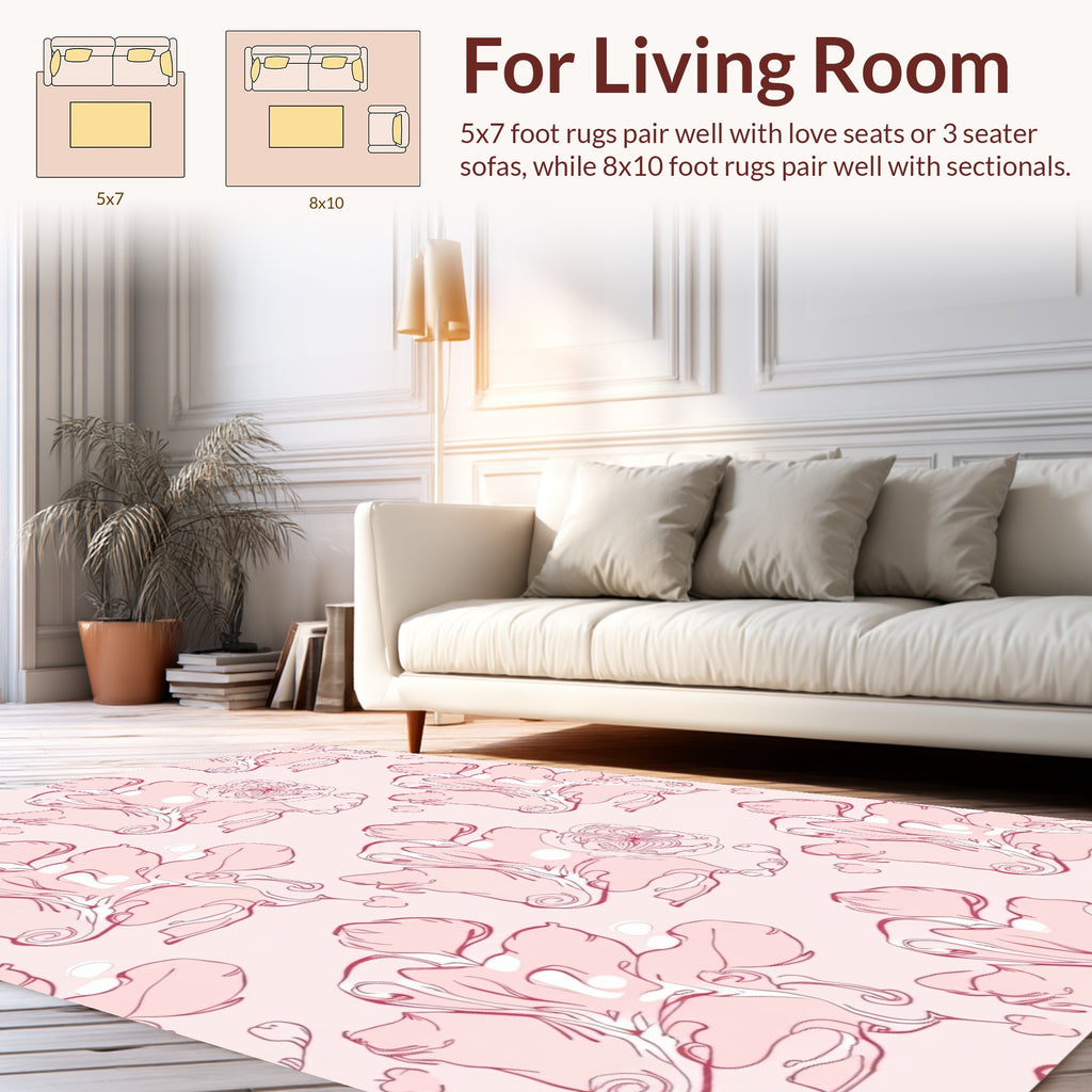Delicate Floral Swirl Pink Pattern Rug