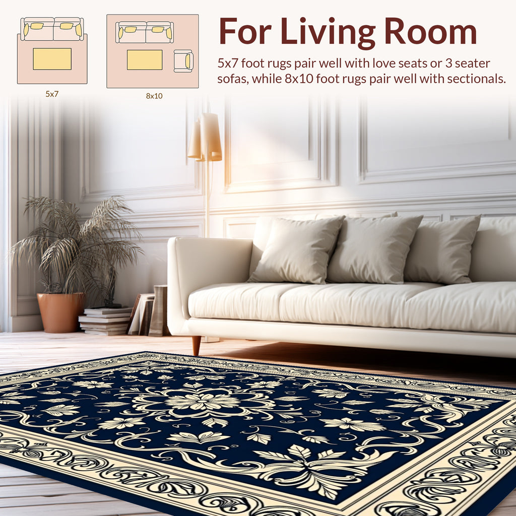 Ornate Floral Inlay Design Rug