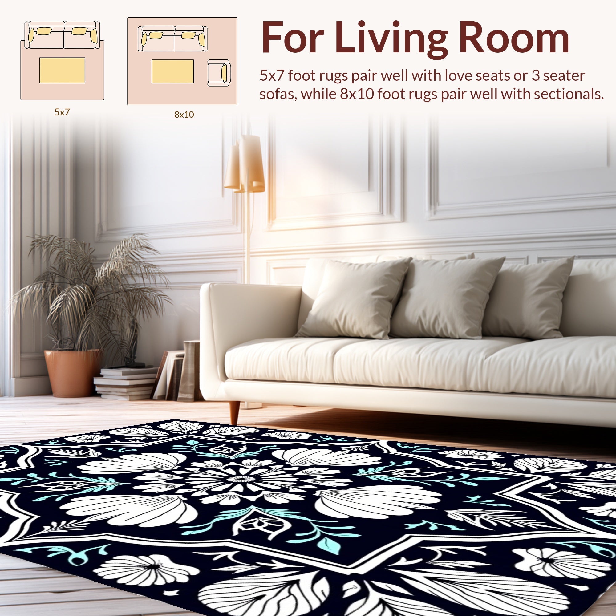Bold Floral Medallion Design Rug