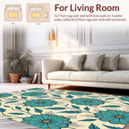 Cyan Floral Vine Pattern Rug