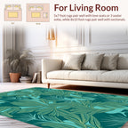 Tropical Leaf Patterned Teal Rug