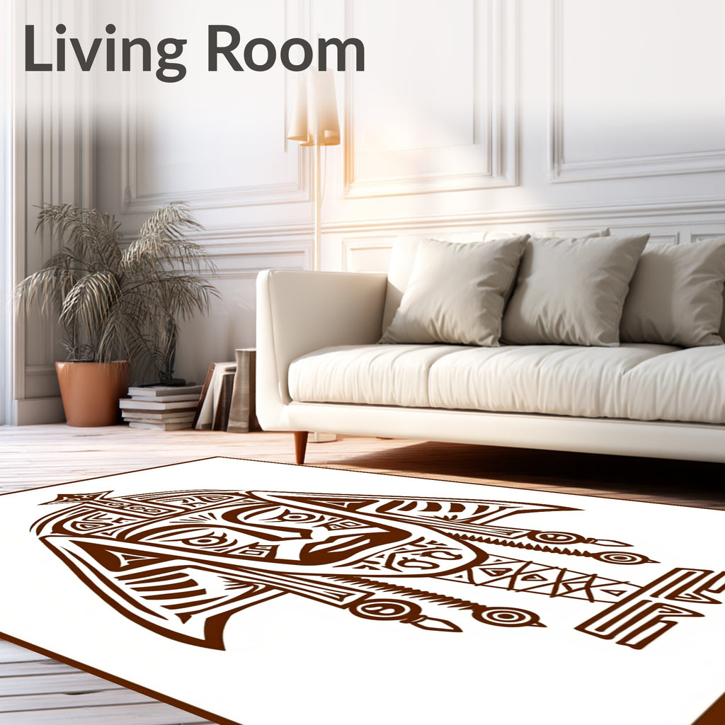 Tribal Warrior Brown Face Art Rug