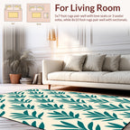 Modern Teal Leaf Patterned Rug