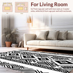 Classic Black White Geometric Stripe Rug