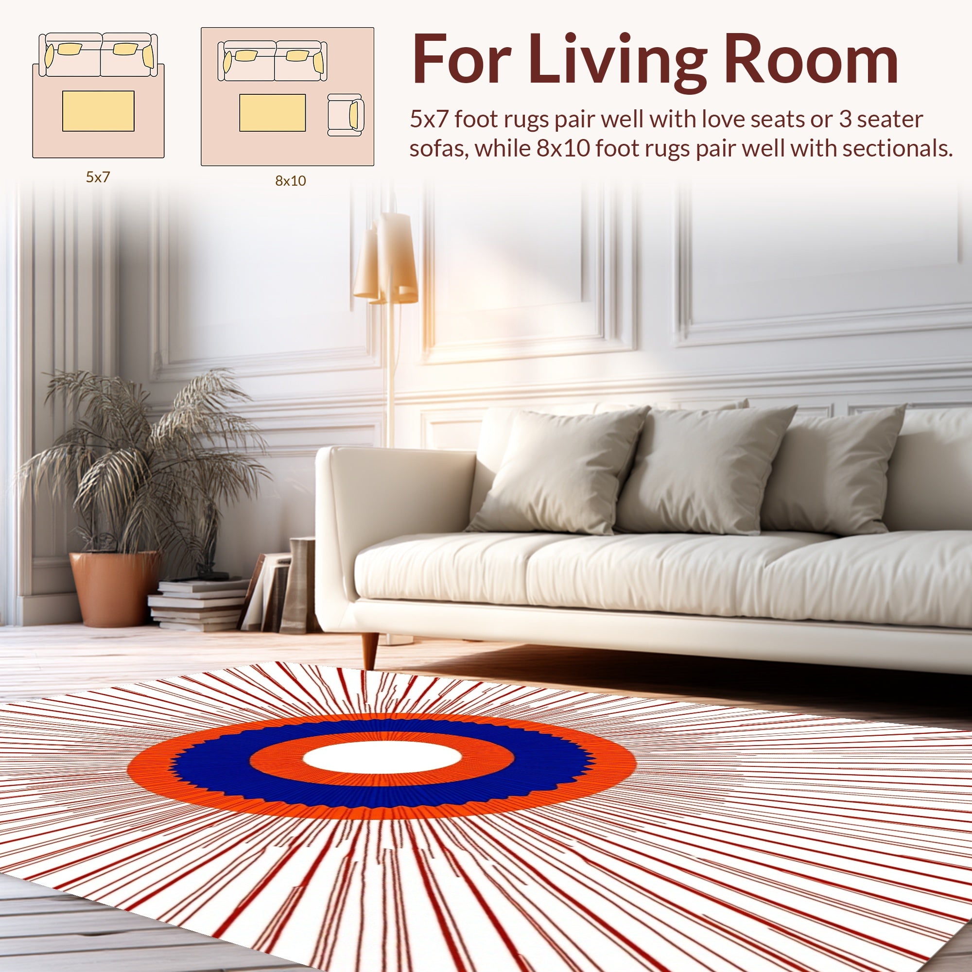 Concentric Sunburst Design Rug