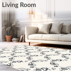 Modern Black Gray Abstract Figure Pattern Rug