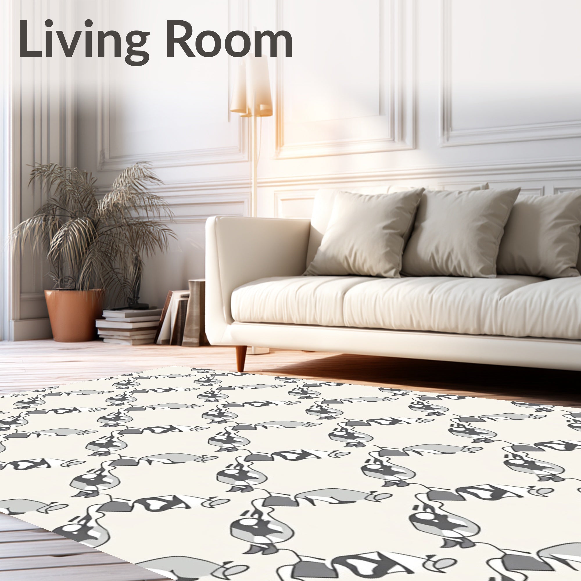 Modern Black Gray Abstract Figure Pattern Rug