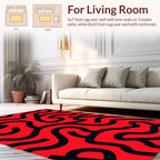 Abstract Red Black Swirl Pattern Rug