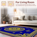 Royal Blue Yellow Sunburst Mandela Rug