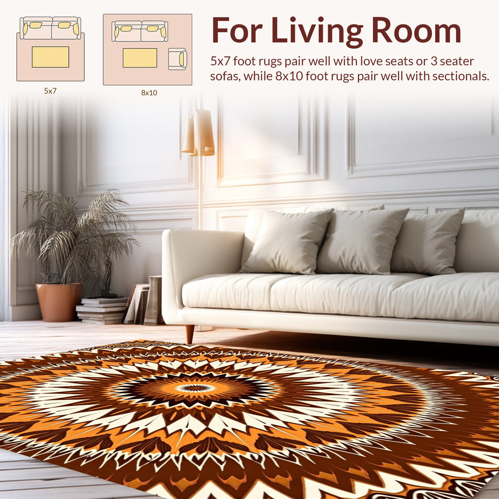 Ornate Sunburst Geometric Pattern Rug