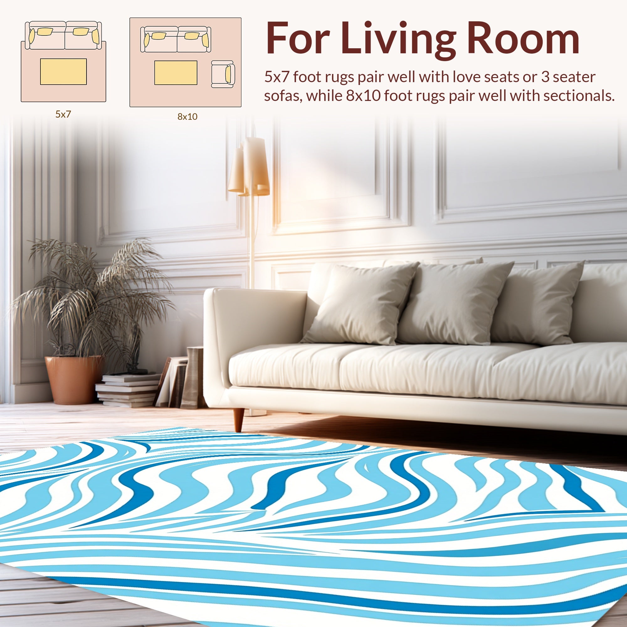 Blue Wave Pattern Design Rug
