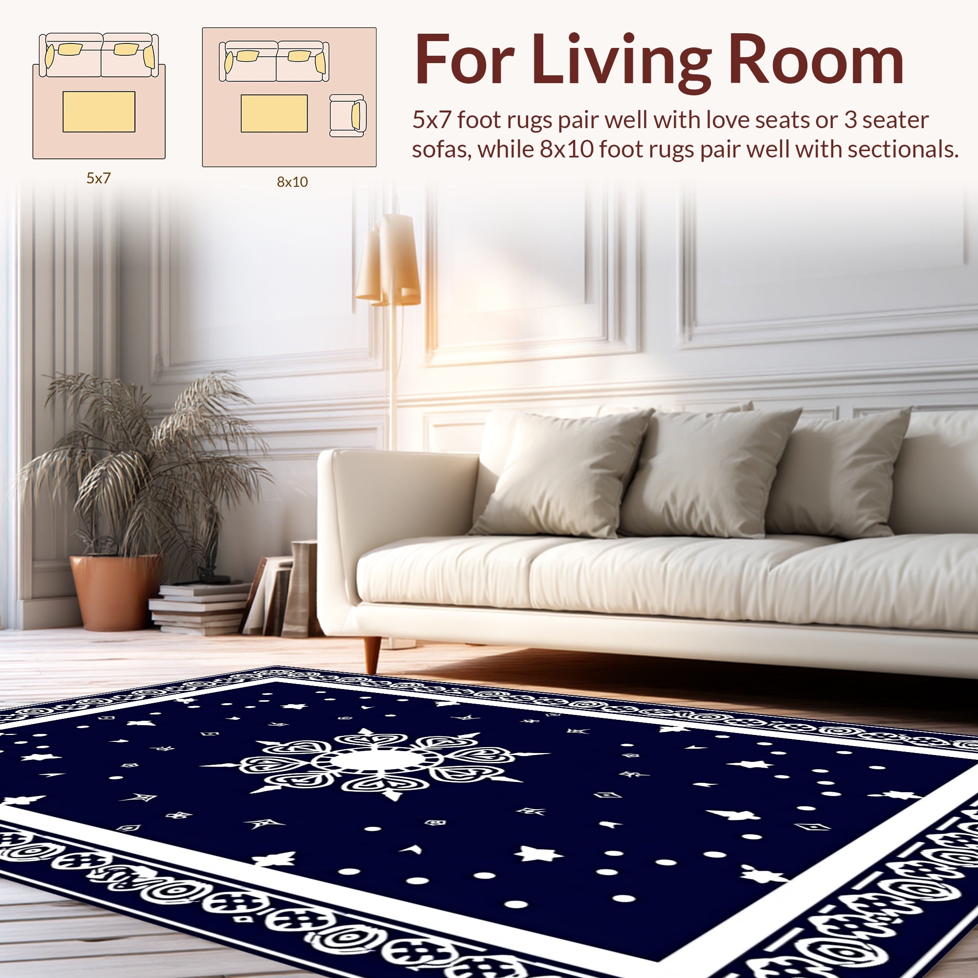 Star Cluster Ornate Border Design Rug