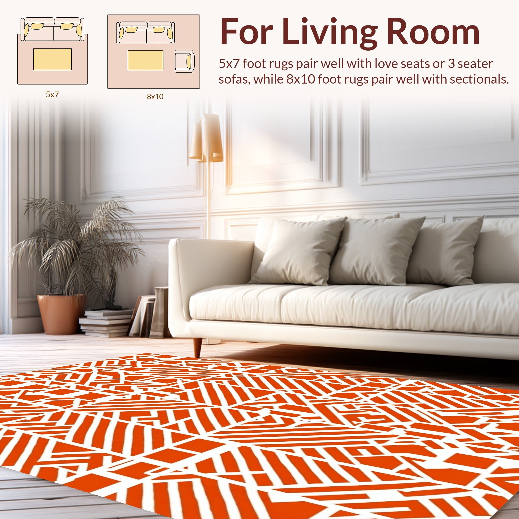 Bold Orange Abstract Geometric Rug