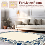 Elegant Blue Floral Scrollwork Rug
