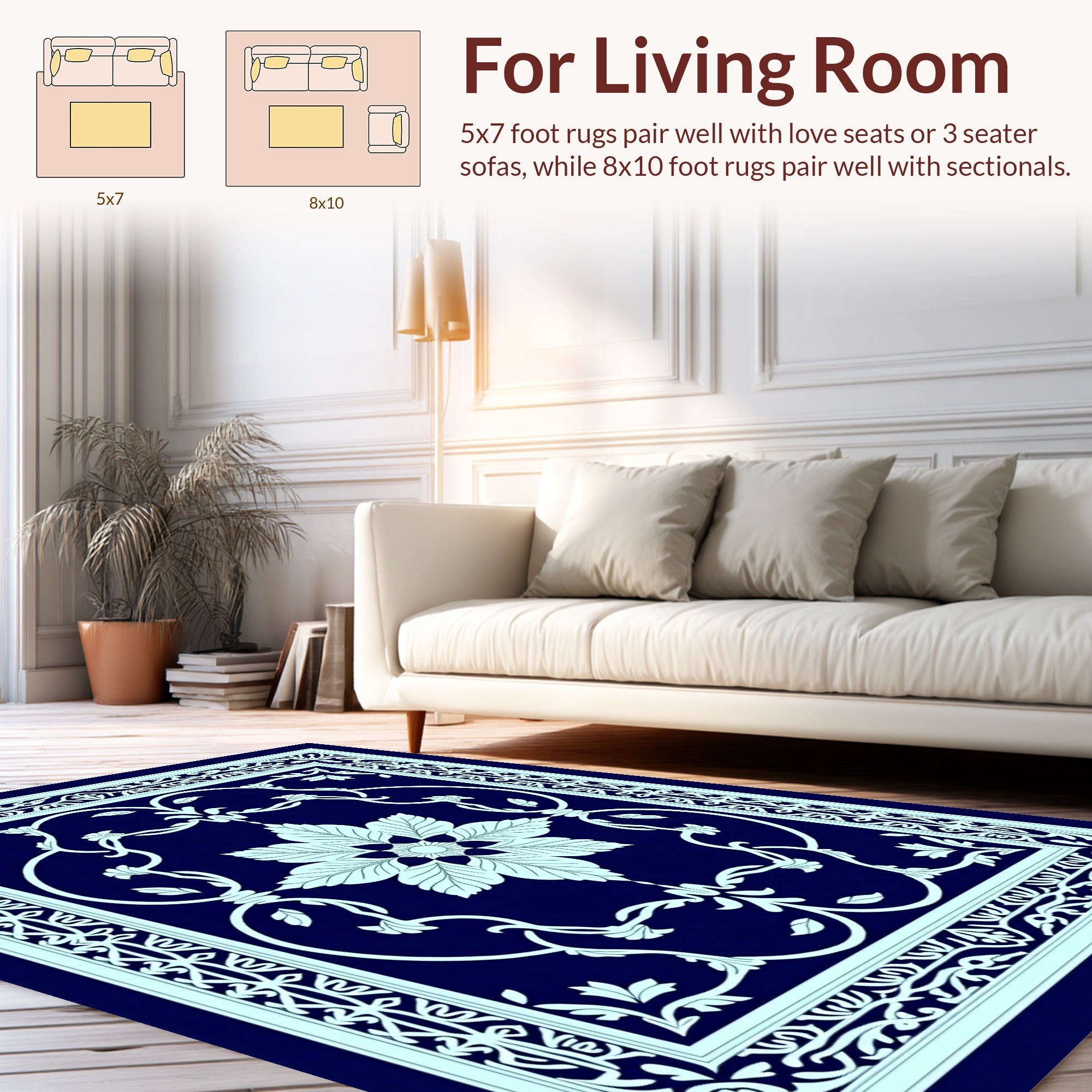 Elegant Floral Vine Medallion Design Rug