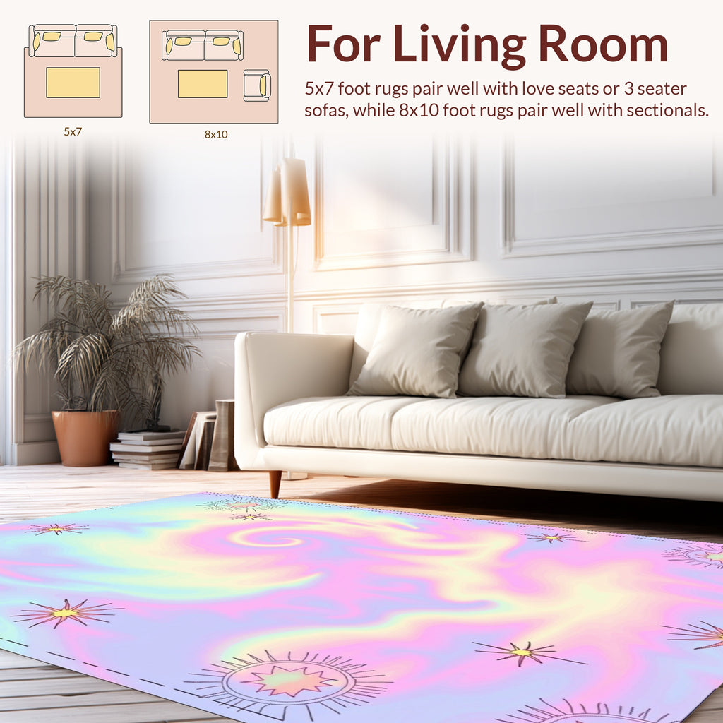 Pastel Swirl Starburst Pattern Rug