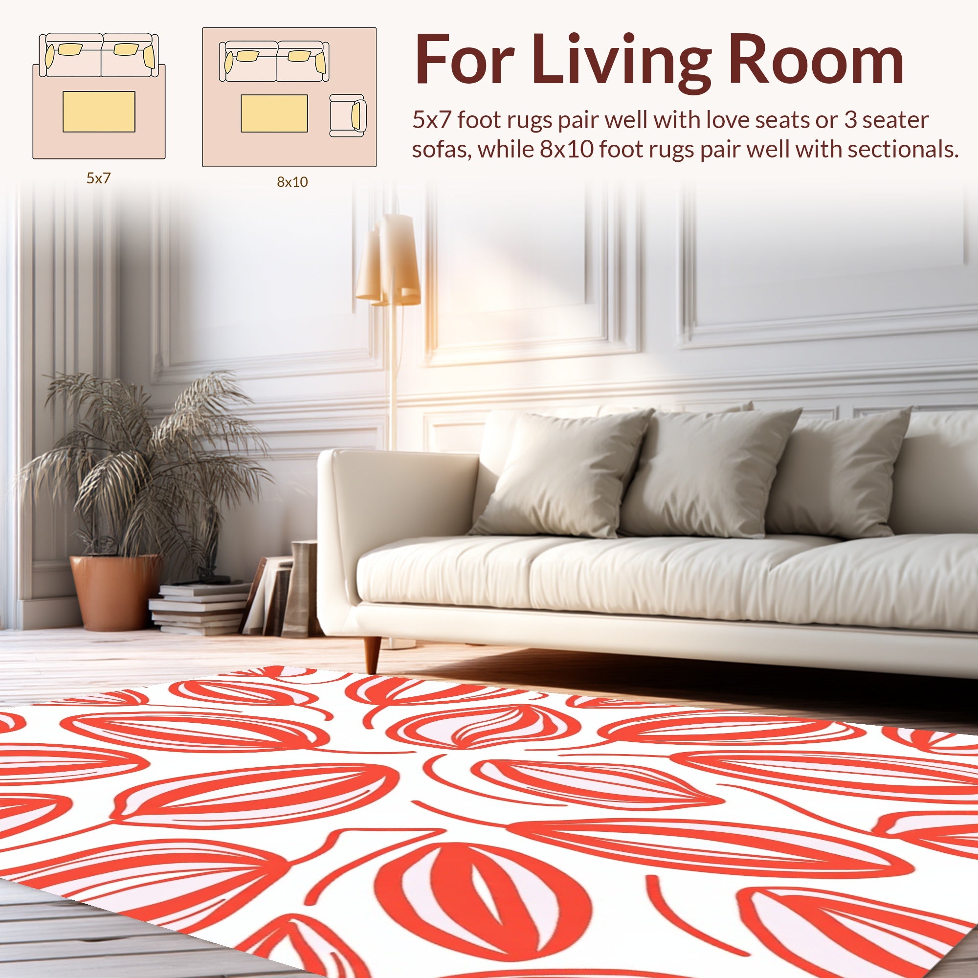 Abstract Coral Outline Organic Pattern Rug