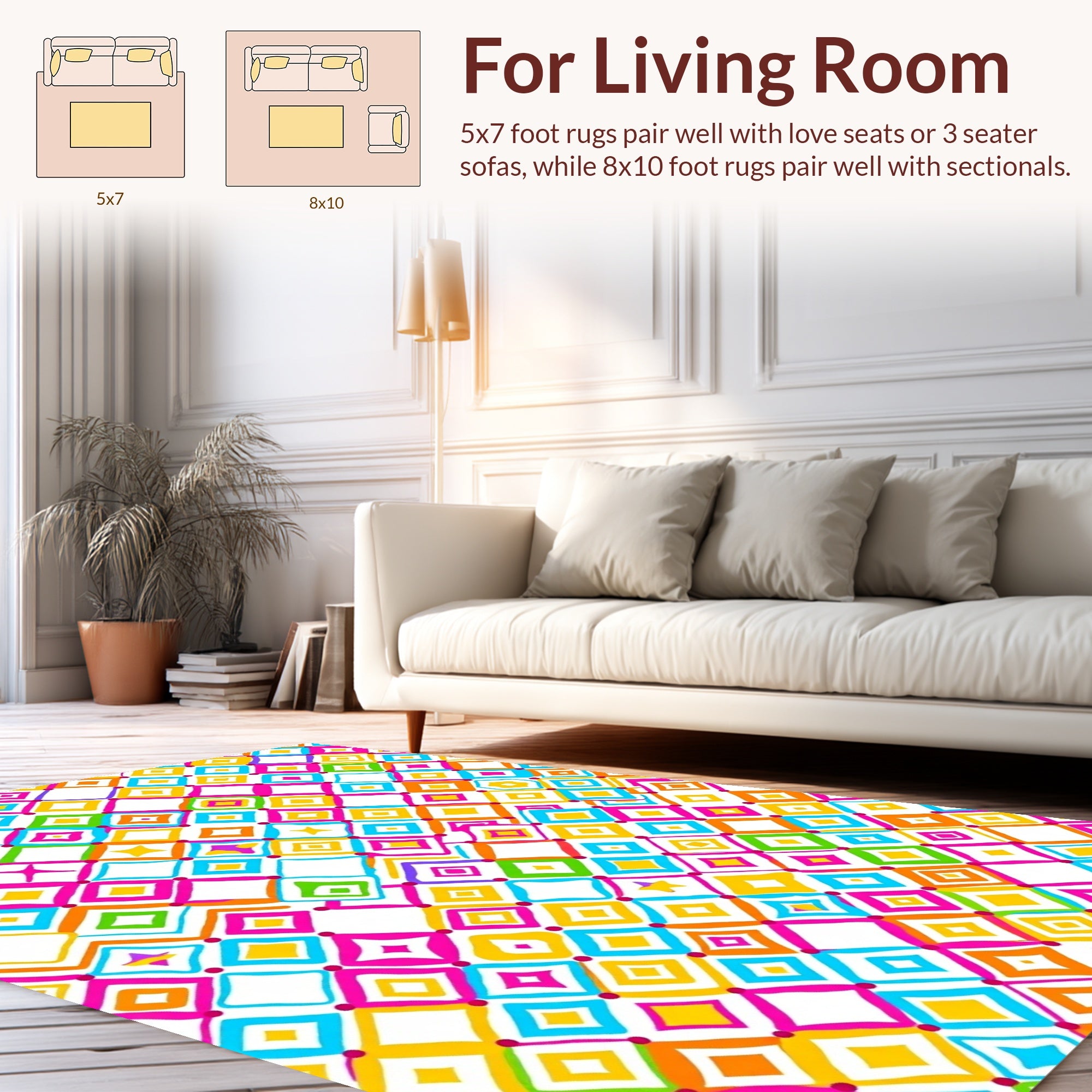 Bright Abstract Diamond Pattern Rug