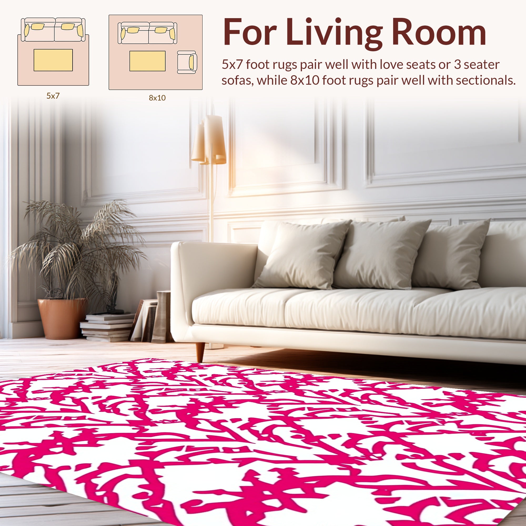 Hot Pink Abstract Geometric Pattern Rug