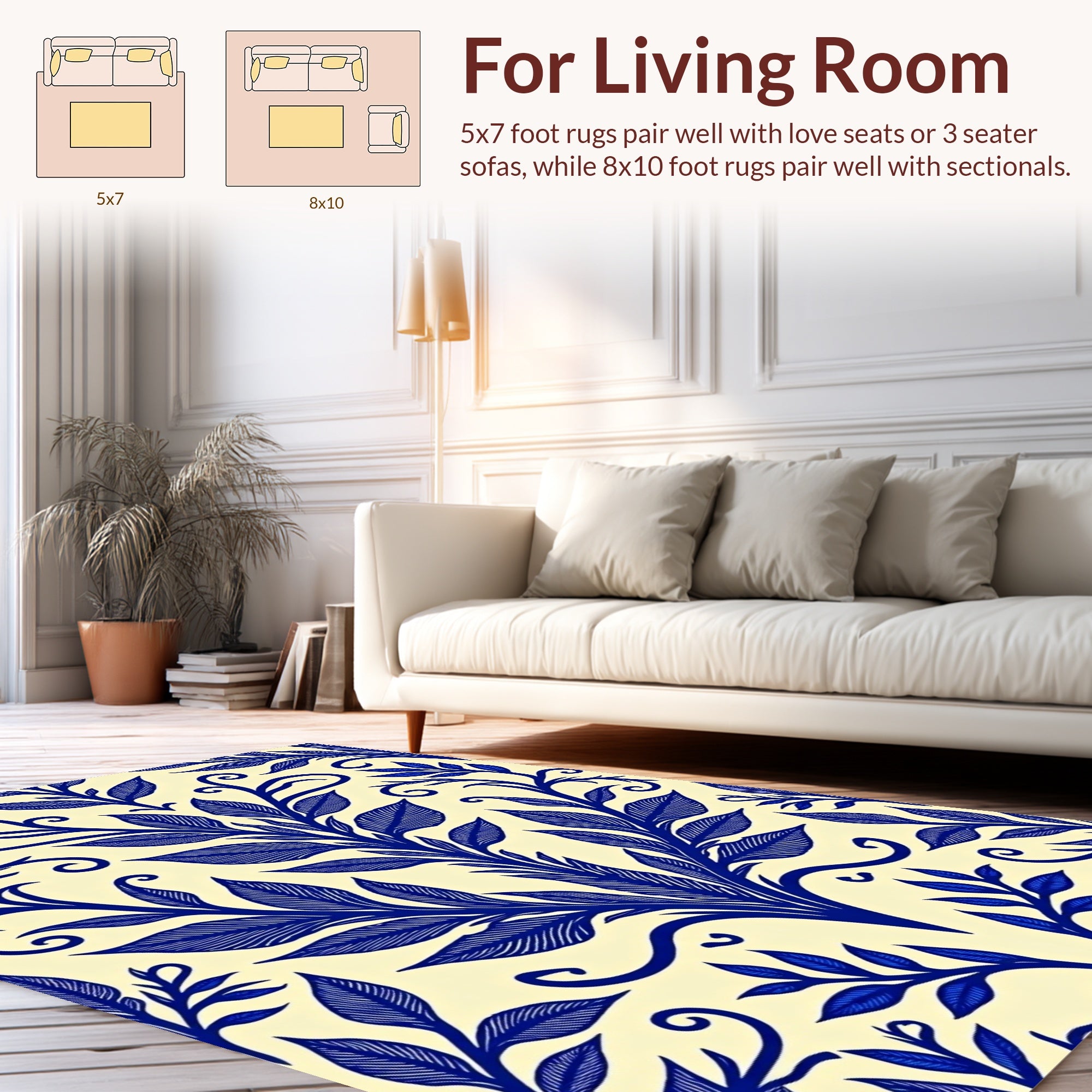 Royal Blue Art Nouveau Floral Rug