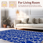 Vibrant Blue White Abstract Swirl Rug