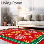 Festive Red Yellow Starburst Medallion Rug