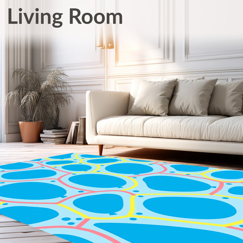 Bright Blue Blob Connectors and Dots Rug