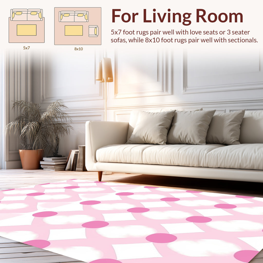 Pink Dot Diamond Pattern Rug
